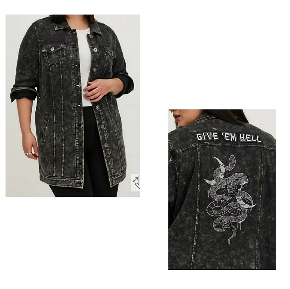 🆕🐍 3X  'GIVE 'EM HELL' SNAKE LOVESICK LONGLINE TRUCKER JACKET 🐍